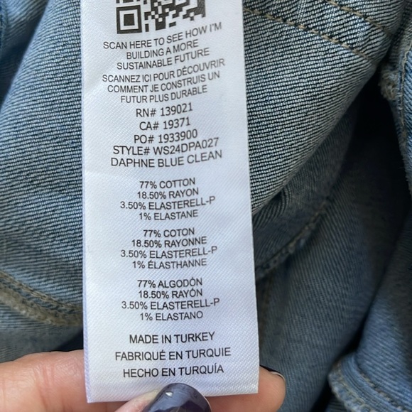 FRAME Braided Waist Band High Rise Wide Leg Daphne Blue Stretch Jeans Size 34 - Picture 5 of 5